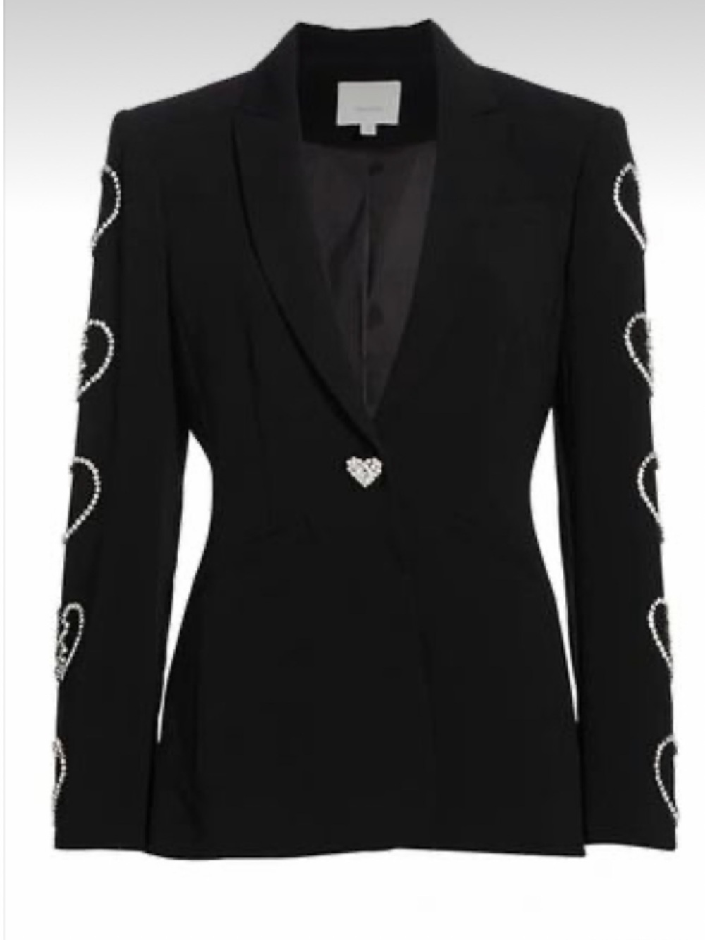 Cinq a Sept Black Rhinestone Embellished Heart Blazer - Women Jackets & Coats